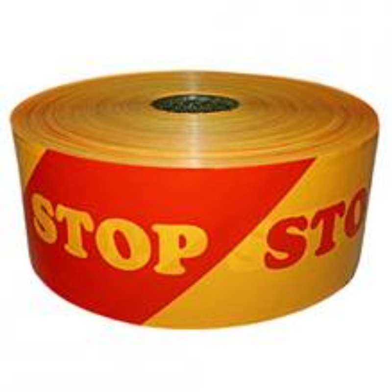 "Stop" warning tape